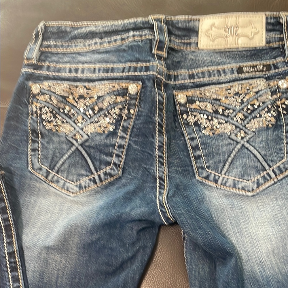 Miss Me Blue Skinny Jeans with Distressed Details